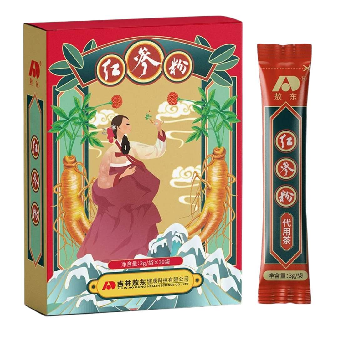 Red Ginseng Powder Stick, 6 Years older Gisneng Root from Changbai Mountain Jilin China,3g per Pack,30pacs per Box