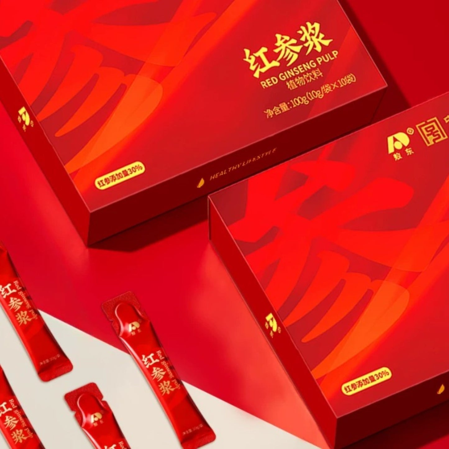Red Ginseng Drink Stick，6 years Ginseng from Changbai Mountain Jilin China,10g per stick,10 Sticks per Box